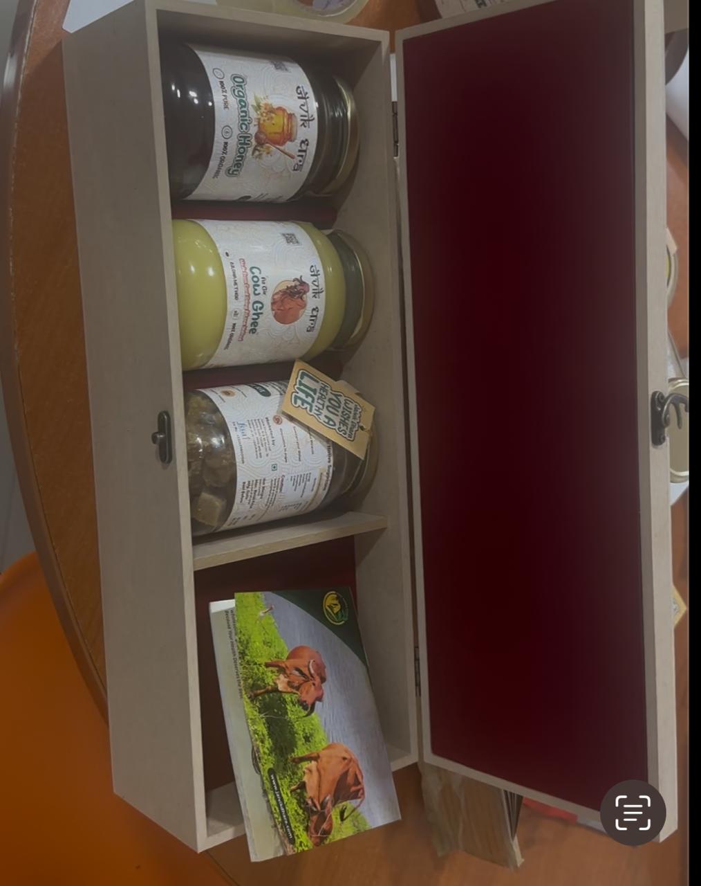 Gift Pack - Collection of Gir Cow A2 Ghee, Pure Acacia Honey and Pure Jaggery