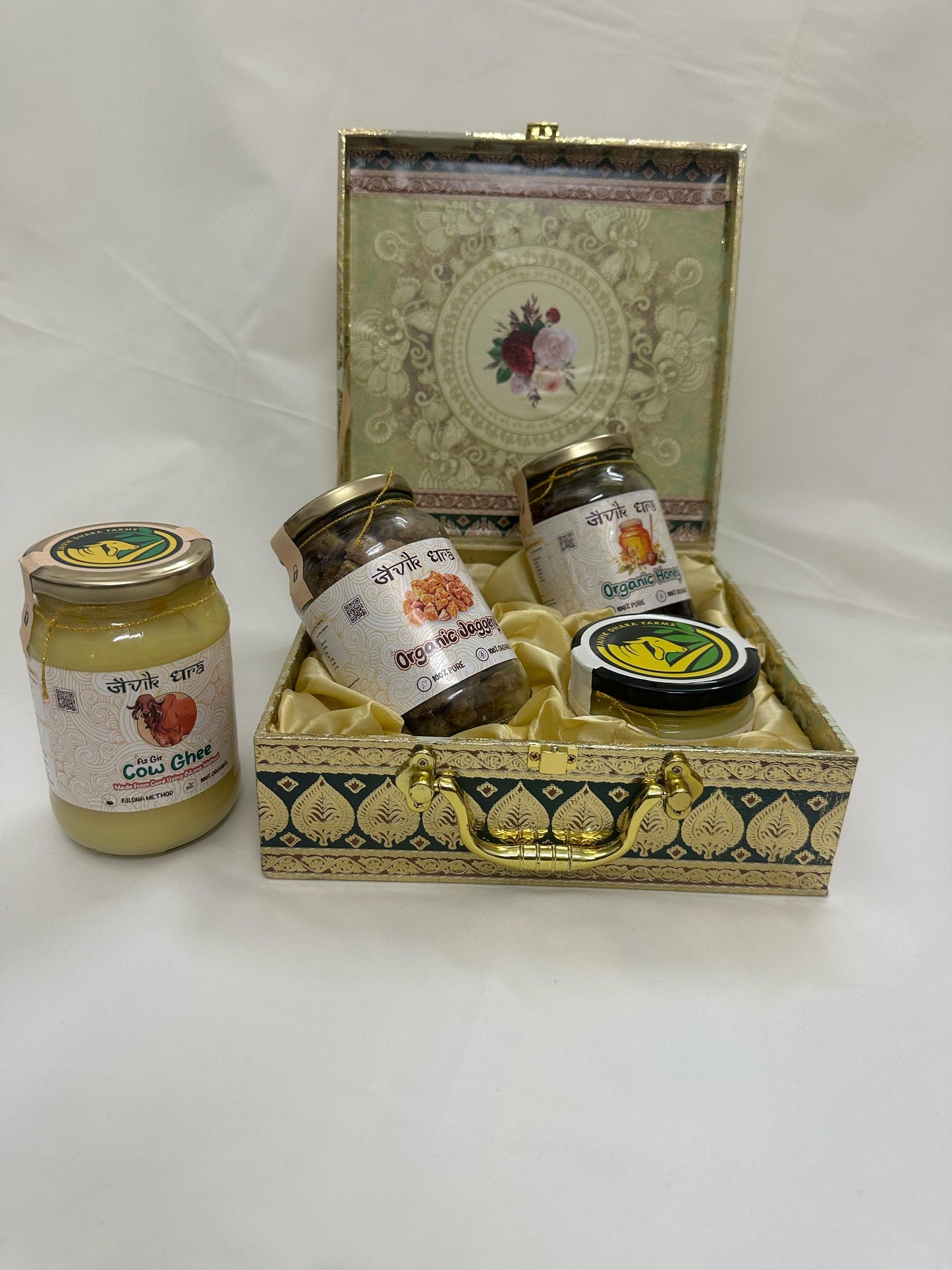 Gift Pack - 2- Collection of Gir Cow A2 Ghee, Pure Acacia Honey and Pure Jaggery