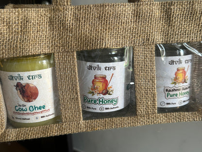 Gift Pack - 2- Collection of Gir Cow A2 Ghee, Honey and Pure Jaggery