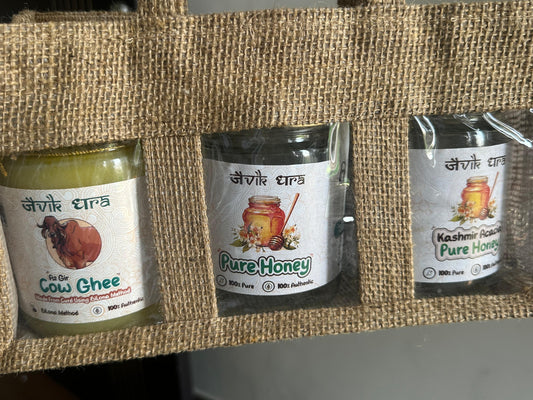Gift Pack - 2- Collection of Gir Cow A2 Ghee, Honey and Pure Jaggery