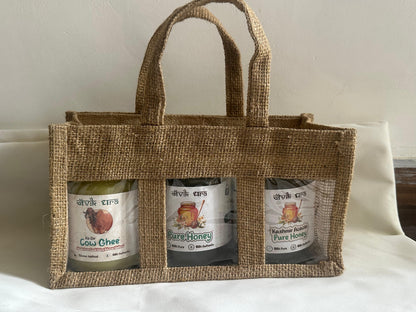 Gift Pack - 2- Collection of Gir Cow A2 Ghee, Honey and Pure Jaggery